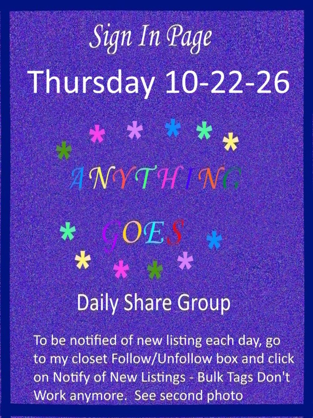 Thursday 10-22-26 Anything Goes Share Group - Part One Sign In Page